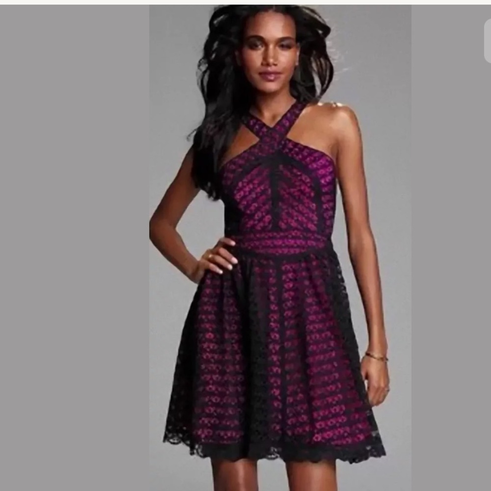 MODA International Lace overlay dress pink purple - Picture 1 of 8